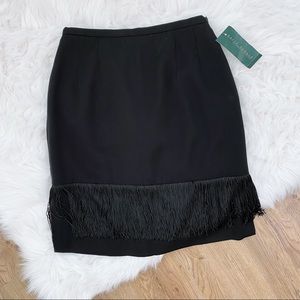 NWT Black Skirt with Fringe
